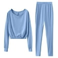 thumbnail image 1 of Besolor Womens Casual 2 Piece Outfits Long Sleeve Scoop Neck Tops with Long Pants Solid Color Lounge Sets Sweatsuits, 1 of 5
