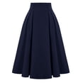 thumbnail image 1 of Besolor Womens Casual High Waist Skirts Elegant Buttons Pleated Flared A Line Midi Skirts Basic Skater Skirt, 1 of 7