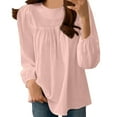 thumbnail image 1 of Besolor Womens Cute Tops Dressy Long Sleeve Plain Tunic Shirts Casual Loose Crewneck Babydoll Work Blouses, 1 of 7