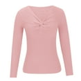 thumbnail image 1 of Besolor Womens Fall Clothes Sweaters Ribbed Knit Long Sleeve V Neck Twisted Knot Slim Fitted Solid Basic Tops, 1 of 5