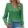 thumbnail image 1 of Besolor Womens Fall Spring Tunic Tops 2024 V Neck Lace Trim Long Sleeve Shirts Casual Elegent Going out Blouse Tee, 1 of 6