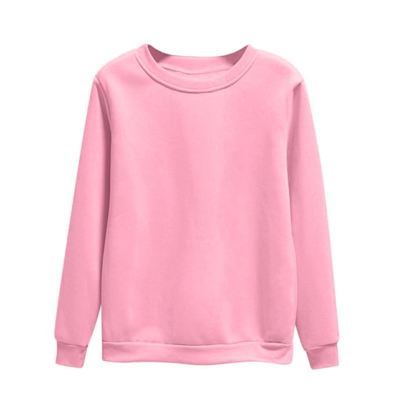Besolor Womens Fall Sweatshirts Round Neck Long Sleeve Tops Casual Loose Solid Color Pullover Blouse Plus Size
