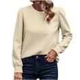 thumbnail image 1 of Besolor Womens Fall Tunic Tops Round Neck Long Sleeve Basic Shirt Casual Loose Solid Color Pullover Blouse, 1 of 8