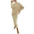 thumbnail image 1 of Besolor Womens Fall Two Piece Outfits Ribbed Knit Turtleneck Long Sleeve Pullover Sweaters and Midi Skirt Sets Plus Size, 1 of 6