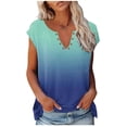 thumbnail image 1 of Besolor Womens Fashion Summer Tops 2025 V Neck Short Sleeve Tshirts Gradient Printed Tee Shirts 2025 Trendy Clothes, 1 of 5