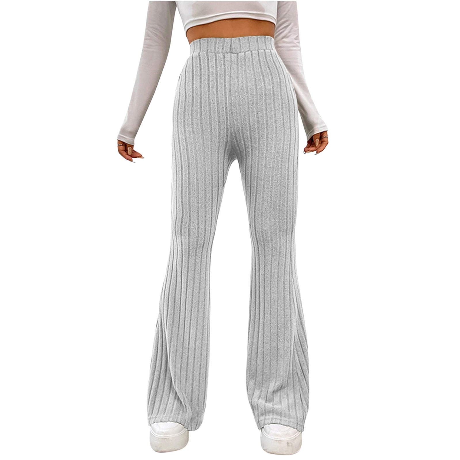 Besolor Womens Flare Yoga Pants Ribbed Bootcut Leggings Crossover High