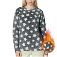 thumbnail image 1 of Besolor Womens Fleece Fuzzy Pajama Tops Star Print Soft Plush Crewneck Long Sleeve Warm Winter Shirts Sleepwear, 1 of 7