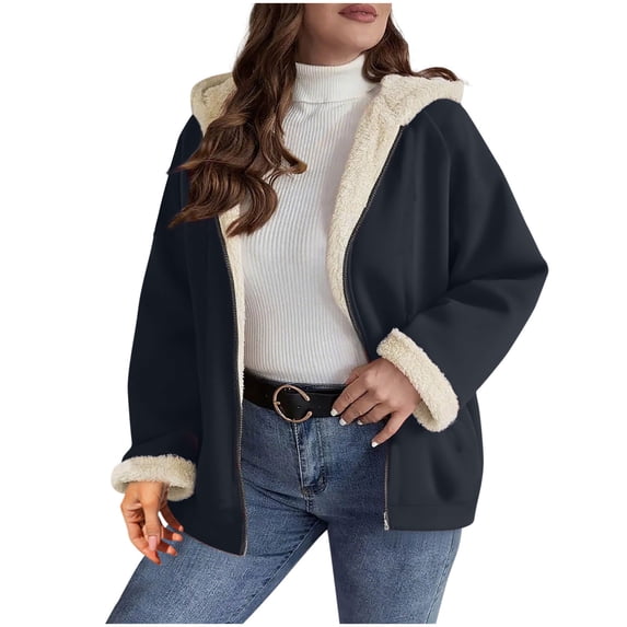 Besolor Womens Fleece Lined Hooded Jacket Casual Zip up Long Sleeve Warm Thick Winter Coat Outerwear with Pockets