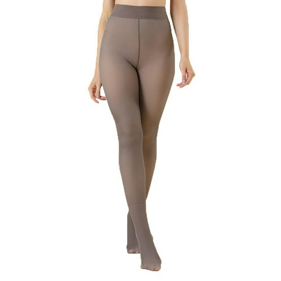 Besolor Womens Fleece Lined Tights Sheer Fake Translucent Pantyhose Winter Warm Thermal High Waisted Footed Leggings