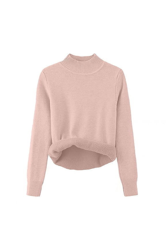 Womens Fleece Plush Sweaters Fuzzy Warm Long Sleeve Crewneck Casual Basic Pullover Sweater Tops