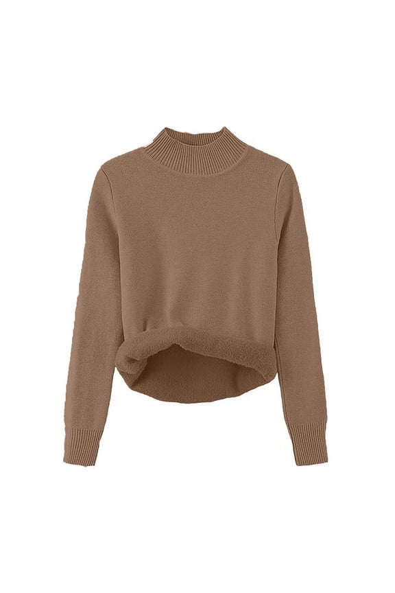 Womens Fleece Plush Sweaters Fuzzy Warm Long Sleeve Crewneck Casual Basic Pullover Sweater Tops