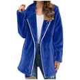 thumbnail image 1 of Besolor Womens Fleece Zip up Jacket Fuzzy Warm Winter Oversized Hooded Long Coat Outerwear with Pockets(XX-Large,Blue), 1 of 2