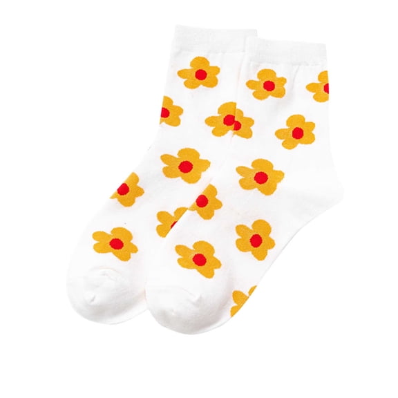 Besolor Womens Floral Crew Socks Soft Breathable Cotton Cute Flower Graphic Ankle Socks for Girls