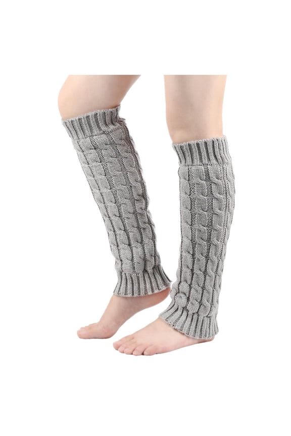 Womens Fuzzy Leg Warmers Cable Knit Winter Knee Boot Stockings Cuffs Long Legging Socks Sports Yoga Party