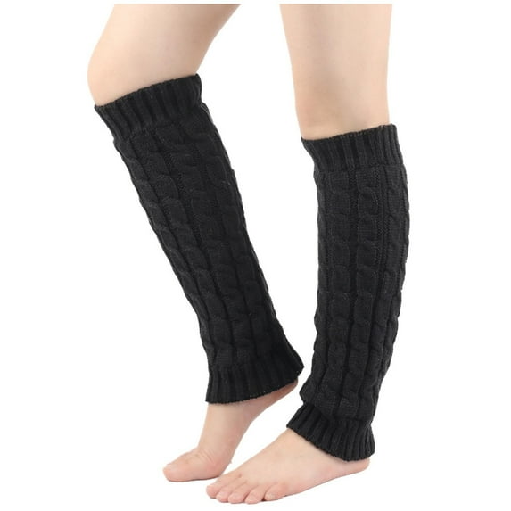 Besolor Womens Fuzzy Leg Warmers Cable Knit Winter Knee Boot Stockings Cuffs Long Legging Socks Sports Yoga Party