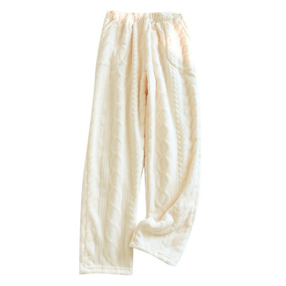 Besolor Womens Fuzzy Pajama Pants Thick Cozy Loungewear Pants with Pockets Winter Warm Pj Bottoms Sleepwear