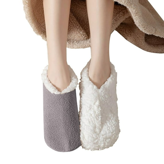 Besolor Womens Fuzzy Slipper Socks Thick Warm Cozy Sherpa Lined Home Socks Non-slip Fluffy Winter House Slippers