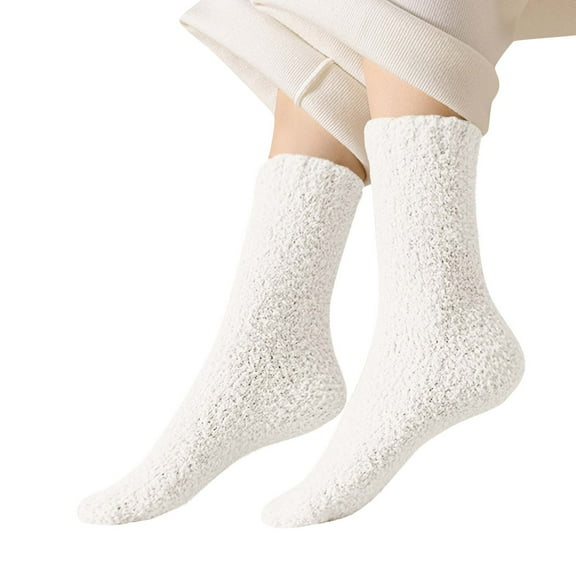 Besolor Womens Fuzzy Socks Cozy Thick Warm Winter Plush Slipper Socks Soft Home Sleeping Socks Christmas