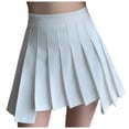 thumbnail image 1 of Besolor Womens Girl High Waisted Pleated Skirt Casual Stretchy A-Line Skater Mini Skirts with Lining Shorts, 1 of 3