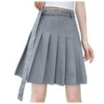 thumbnail image 1 of Besolor Womens Girl High Waisted Pleated Skirt Casual Stretchy A-Line Skater Mini Skirts with Lining Shorts, 1 of 6