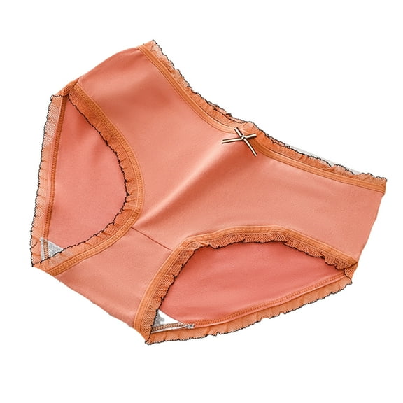 Besolor Womens Girls Cotton Panties Cute Lace Trim Mid Waist No Show Briefs Stretch Comfy Breathable Ladies Underwear