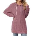 thumbnail image 1 of Besolor Womens Hoodies Fall Loose Long Sleeve Oversized Sweatshirts Lounge Ribbed Knit Drawstring Pullover Tops, 1 of 6