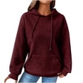 thumbnail image 1 of Besolor Womens Knit Hoodies Drawstring Long Sleeve Pullover Sweatshirts Casual Loose Fall Clothes Tops with Pocket, 1 of 4