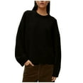 thumbnail image 1 of Besolor Womens Knit Sweaters Crewneck Casual Solid Color Lightweight Basic Pullover Top Fall Clothes, 1 of 7