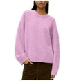 thumbnail image 1 of Besolor Womens Knit Sweaters Crewneck Casual Solid Color Lightweight Basic Pullover Top Fall Clothes, 1 of 7