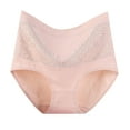 thumbnail image 1 of Besolor Womens Lace Trim Plus Size Cotton Underwear Breathable High Waisted Panties Full Coverage Briefs, 1 of 5