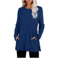 thumbnail image 1 of Besolor Womens Long Sleeve Shirts with Pockets Crewneck Fall Sweaters Side Slit Tunic Tops to Wear with Leggings, 1 of 5