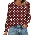 thumbnail image 1 of Besolor Womens Long Sleeve T-Shirts Trendy Polka Dots Crewneck Tunic Tops Casual Going out Dressy Blouses, 1 of 6