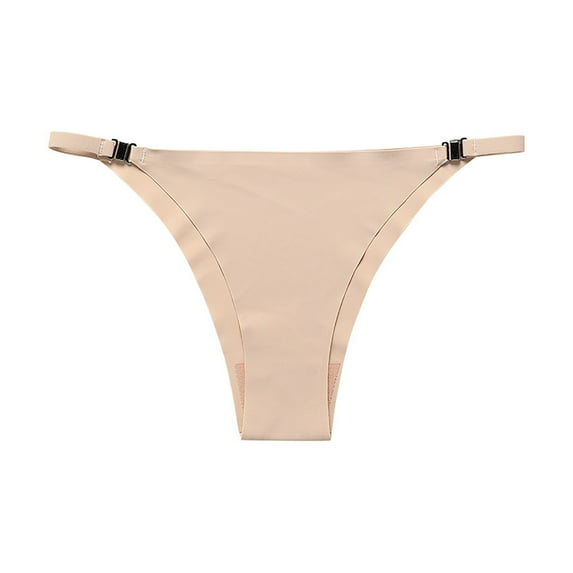 Besolor Womens Low Rise Silk Seamless Thongs Soft Breathable No Show Panties Ladies Stretchy Yoga Underwear