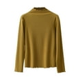 thumbnail image 1 of Besolor Women's Long Sleeve Shirts Casual Soft Lettuce Trim Mock Neck Slim Fitted Base Layer Tee Tops, 1 of 7
