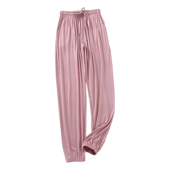 Besolor Womens Pajama Pants Casual Comfy Solid Color Elastic Waist Drawstring Loungewear Trouser with Pockets