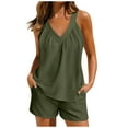 thumbnail image 1 of Besolor Womens Pajama Sets Summer Casual V Neck Sleeveless Shirts and Shorts Sets Sleepwear with Pockets, 1 of 7