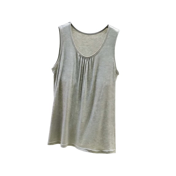 Besolor Womens Pajama Tank Tops Front Pleated Crewneck Sleeveless Shirts Lightweight Casual Loose Comfy Sleepwear Tee Tanks