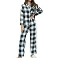 thumbnail image 1 of Besolor Womens Pajamas 2 Piece Outfits Casual Crew Neck Long Sleeve Tops and Plaid Pants Lounge Sets Sleepwear Pjs, 1 of 9