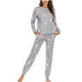 thumbnail image 1 of Besolor Womens Pajamas 2 Piece Outfits Star Printed Crewneck Long Sleeve Tops and Pants Lounge Sets Sleepwear Pjs Pink, 1 of 4