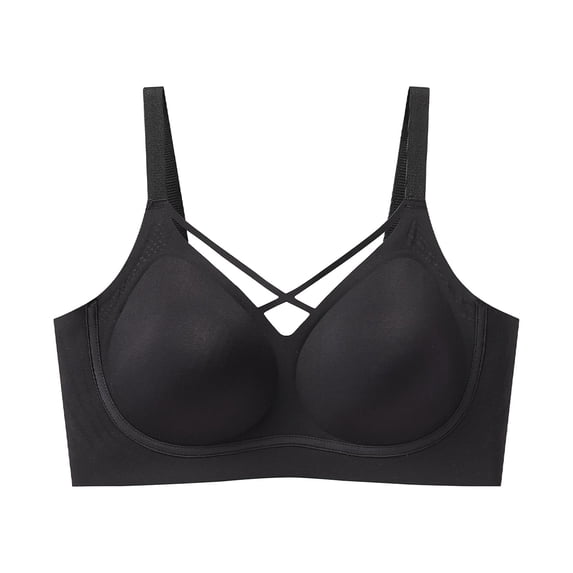 Besolor Womens Plus Size Bras No Underwire Seamless Full Coverage Supportive Breathable Comfy Everyday Bra(X-Large,Black)
