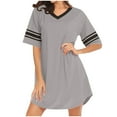 thumbnail image 1 of Besolor Womens Plus Size Nightgowns 2025 V Neck Short Sleeve Sleepshirt Casual Loose Comfy Pajama Dress Sleepwear, 1 of 8