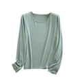 thumbnail image 1 of Besolor Womens Plus Size Pajama Tops Crewneck Long Sleeve Pullover Shirts Ladies Fall Casual Solid Color Undershirts, 1 of 9
