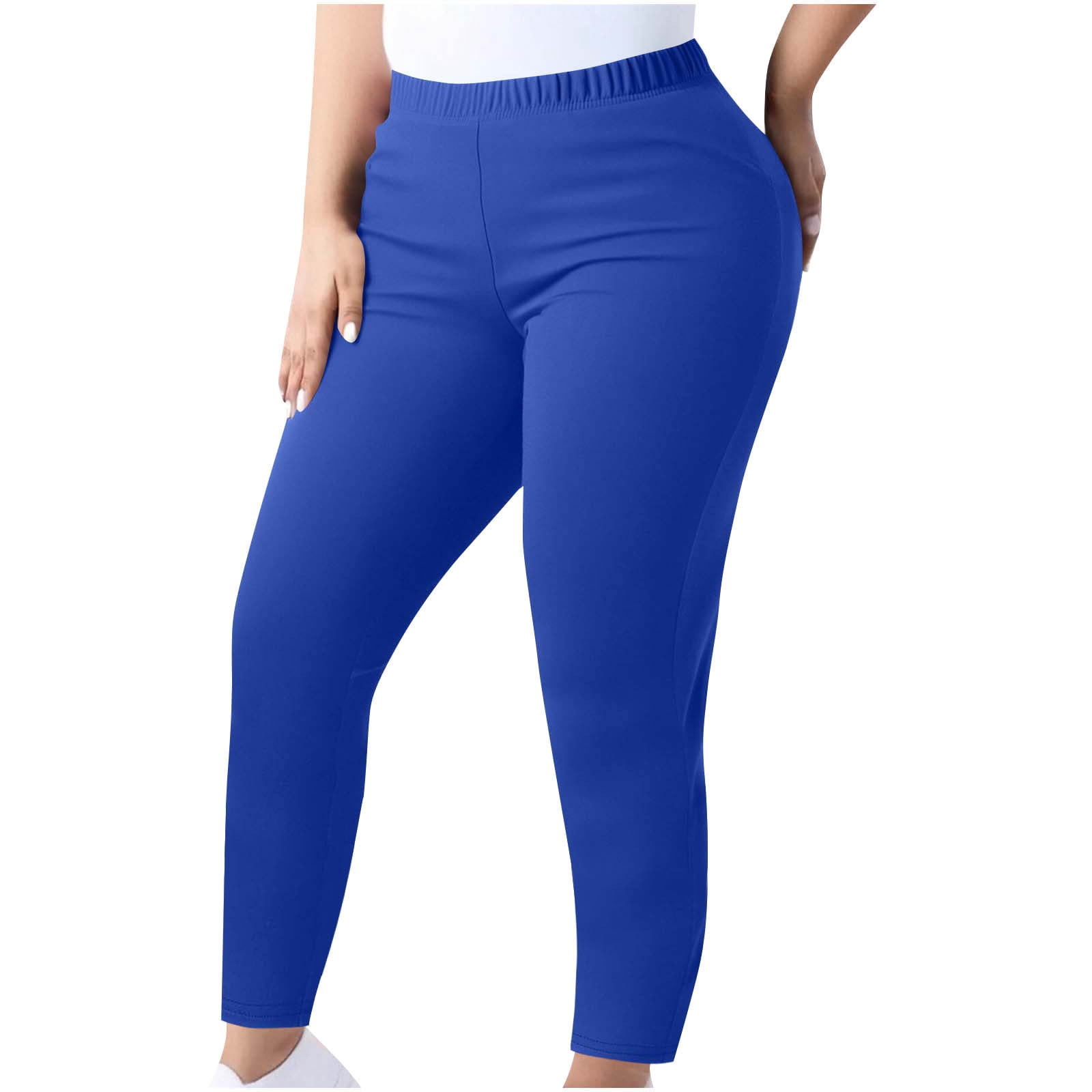 Casual Plus Size Fitness Cropped Tight Solid Color High Waist Leggings Women