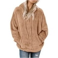 thumbnail image 1 of Besolor Womens Plush Hooded Sweatshirts Loose Fit Casual Drawstring Pullover Long Sleeve Girls Hoodies Tops with Pocket, 1 of 5