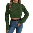 thumbnail image 1 of Besolor Womens Pullover Cropped Sweaters Casual Crew Neck Cable Knit Long Sleeve Fall Jumper Tops Blouse, 1 of 9
