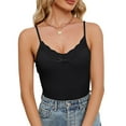 thumbnail image 1 of Besolor Womens Ribbed Cami Tops V Neck Lace Spaghetti Strap Camisole Casual Slim Summer Going out Party Tees Undershirt, 1 of 6