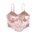 thumbnail image 1 of Besolor Womens Satin Bustier Corset Tops Adjustable Spaghetti Straps Camisole Ladies Going out Clubwear Shirts, 1 of 3