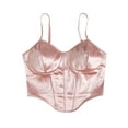 thumbnail image 1 of Besolor Womens Satin Bustier Corset Tops Adjustable Spaghetti Straps Camisole Ladies Going out Clubwear Shirts, 1 of 3