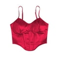 thumbnail image 1 of Besolor Womens Satin Bustier Corset Tops Adjustable Spaghetti Straps Camisole Ladies Going out Clubwear Shirts, 1 of 3