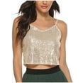 thumbnail image 1 of Besolor Womens Sequins Crop Cami Tops V Neck Spaghetti Straps Sleeveless Camisole Sparkly Glitter Party Club Shirts, 1 of 4